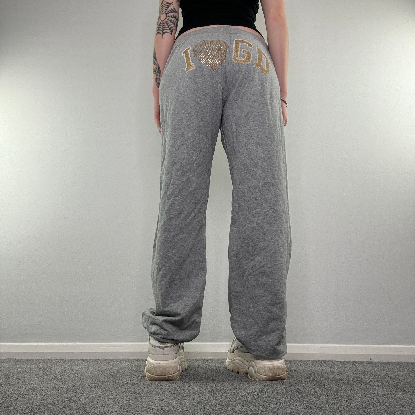 Y2K rhinestone flare tracksuit bottoms