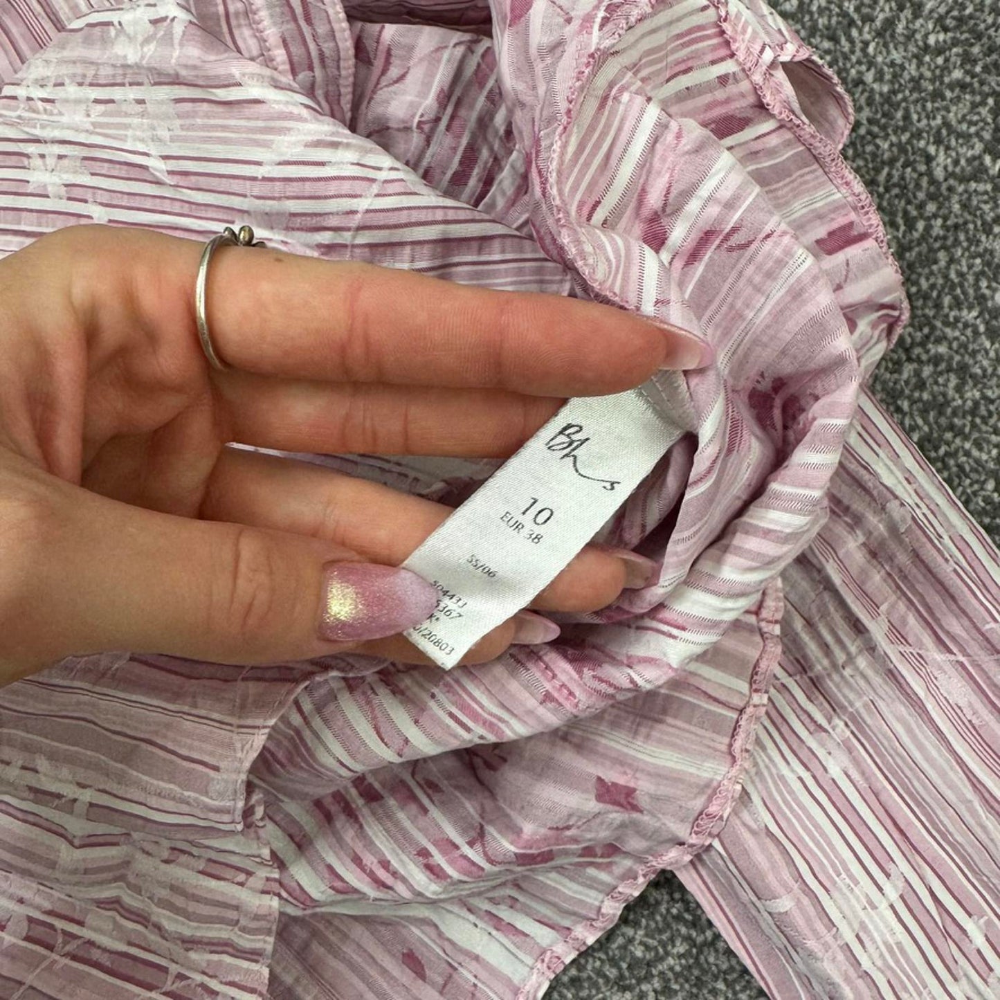 Y2K vintage pinstripe floral button up shirt long sleeve baby pink