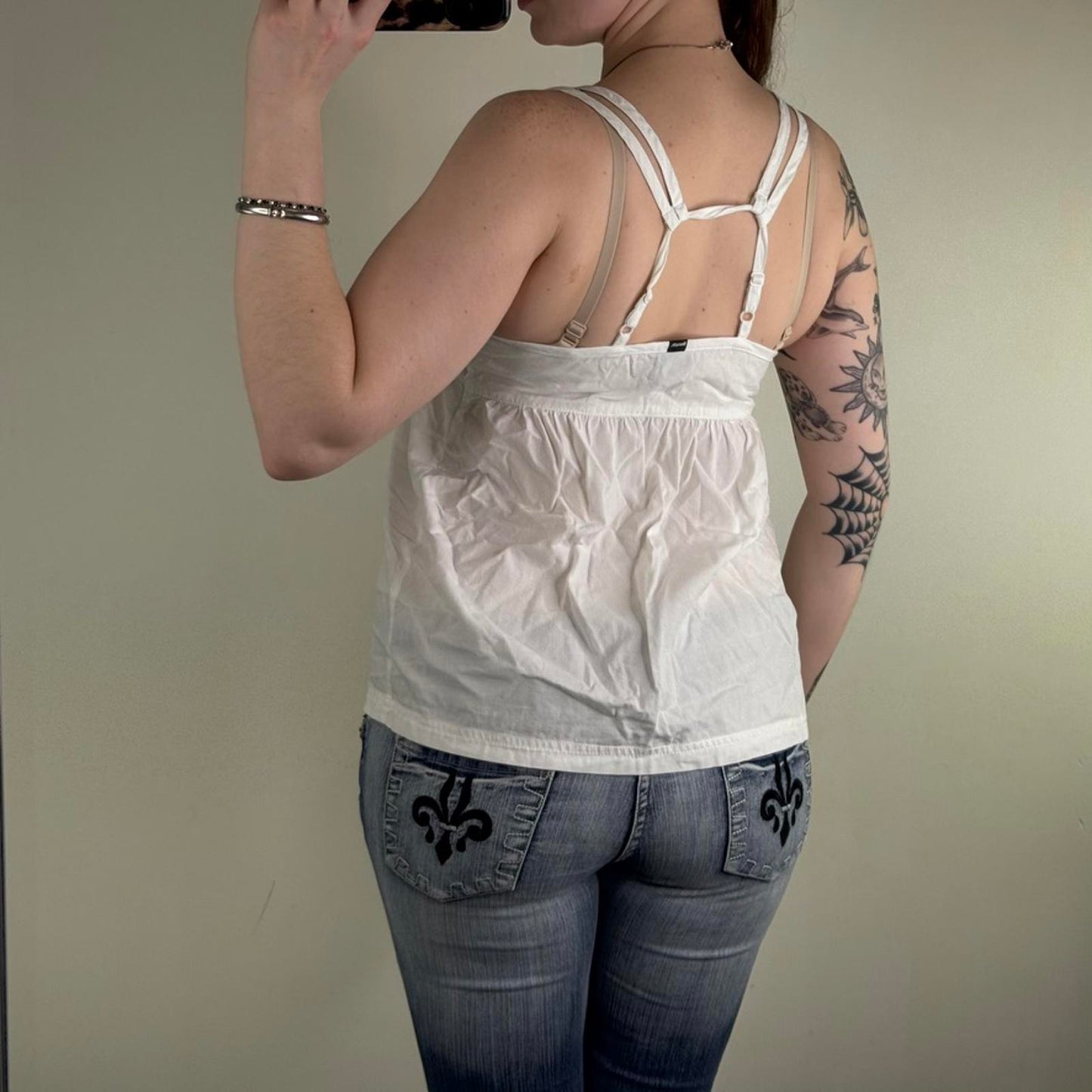 Y2K vintage Bench button up top sleeveless blouse round neck strappy flowy