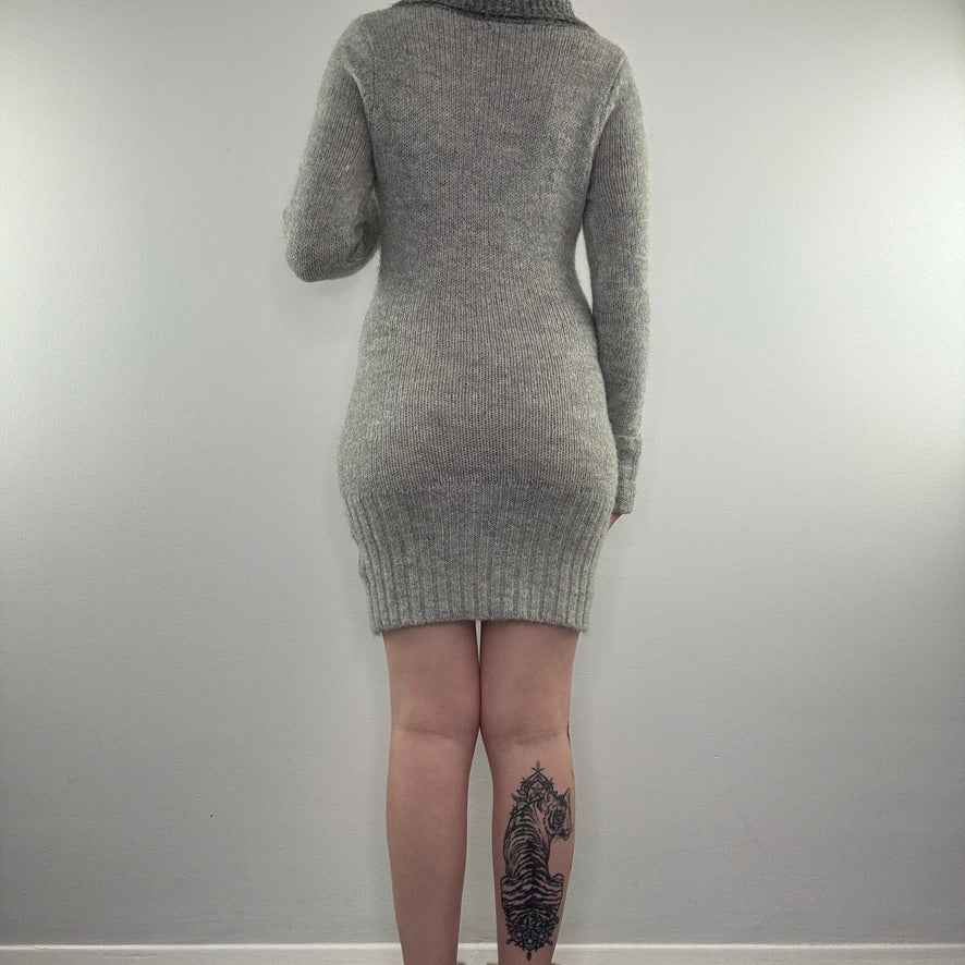 Y2K Jane Norman knit roll neck long sleeve mini dress