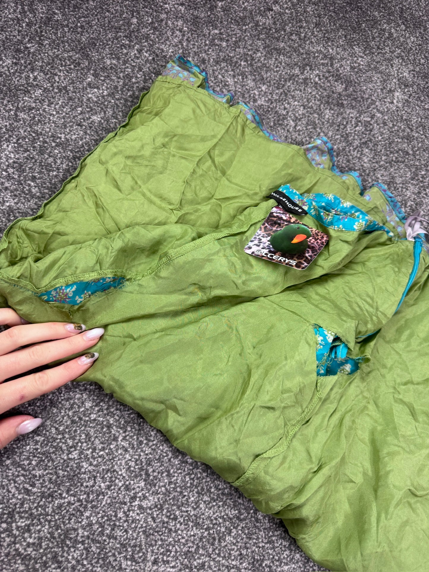 Y2K vintage paisley print silk midi skirt