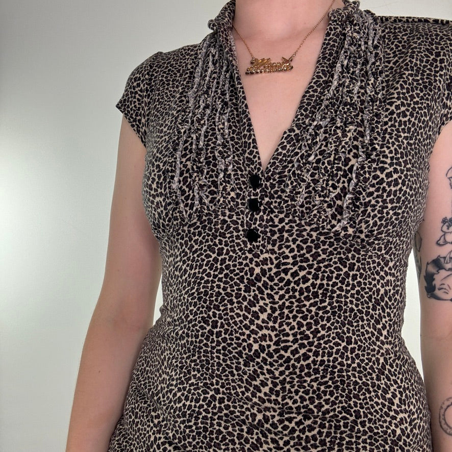 Y2K vintage Jane Norman leopard print top