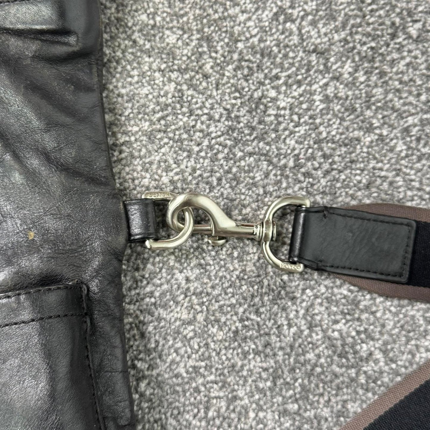 Vintage Coach 2WAY shoulder bag tote bag black leather heritage web leather