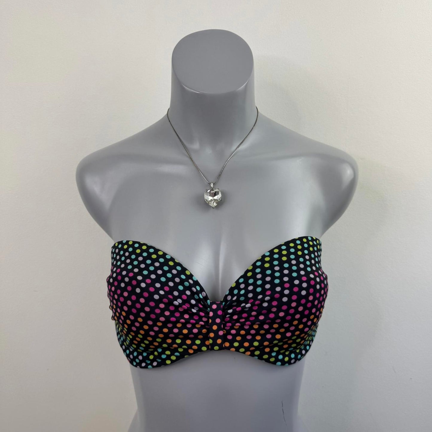 Y2K vintage strapless polka dot bikini top underwire light padding 32DD