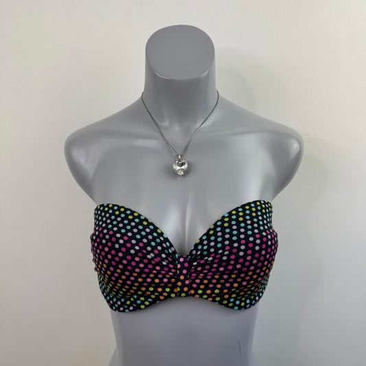 Y2K vintage strapless polka dot bikini top underwire light padding 32DD