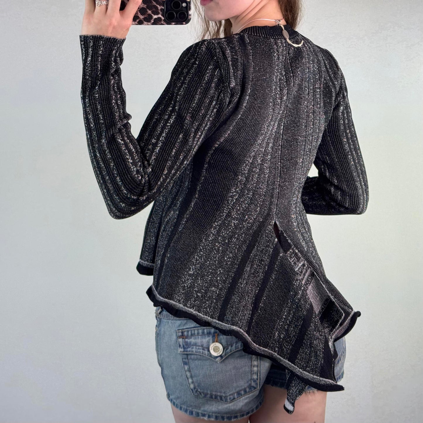 Proenza Schouler Ottoman Metallic Peplum Heavy Knit Top Ruffle Detail