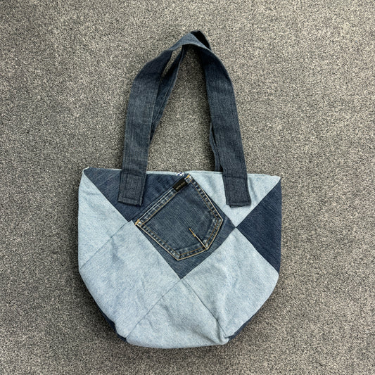 Y2K patchwork denim tote shoulder bag