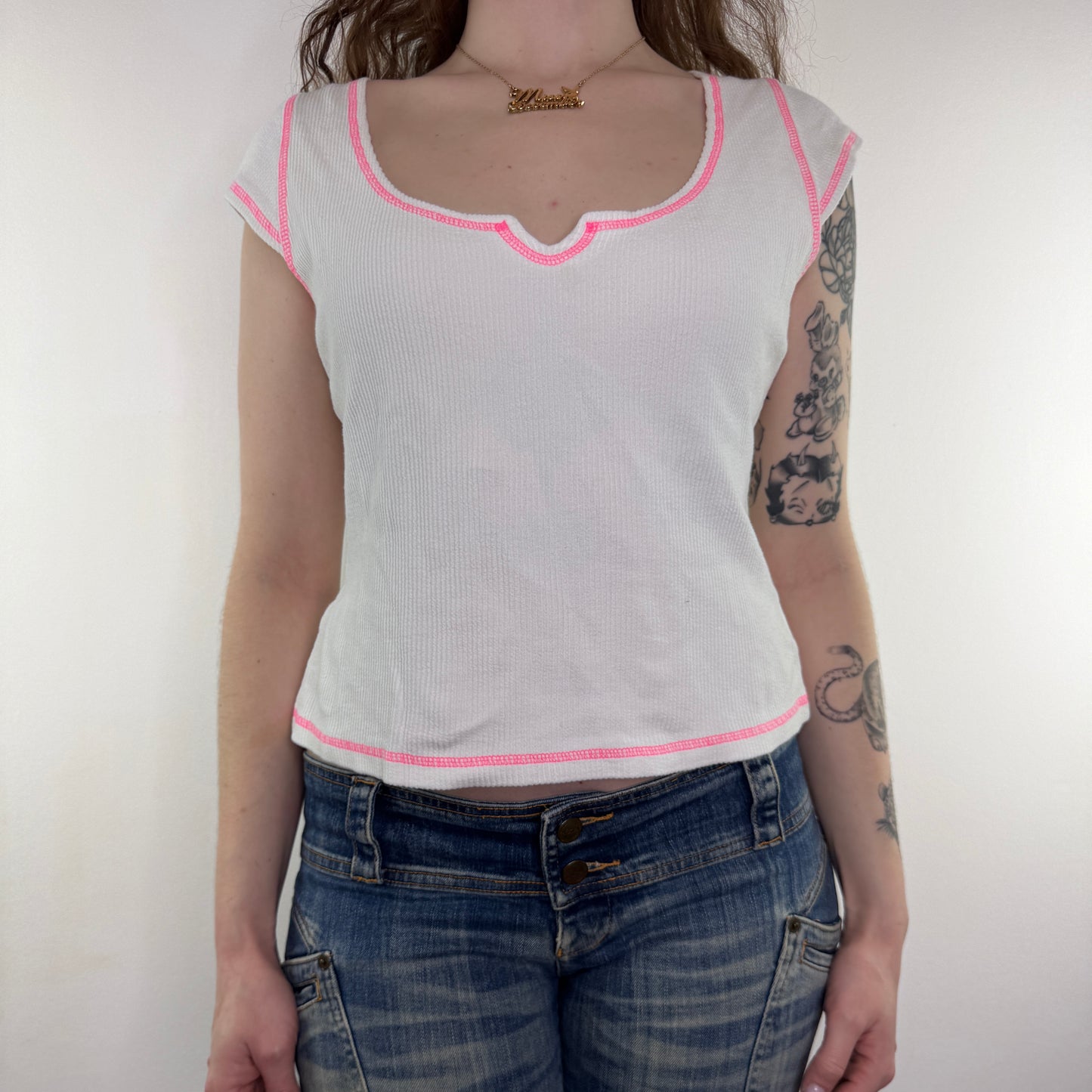 Y2K vintage ribbed sporty t shirt