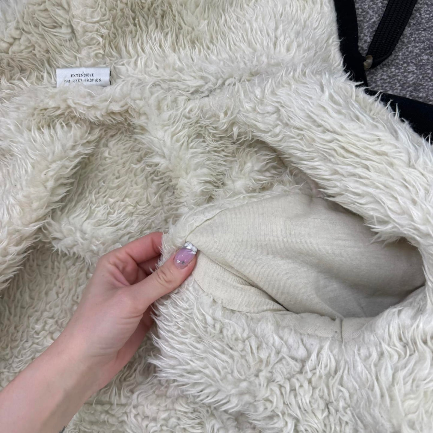 90s Y2K vintage faux fur lined zip up thick hoodie tribal text oversized chunky