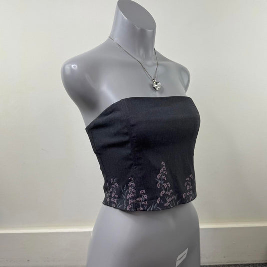 Y2K vintage Morgan De Toi strapless top boob tube floral fitted cropped crop