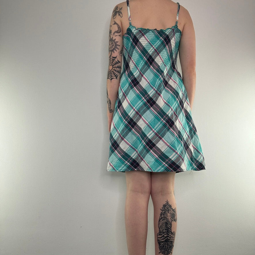 Y2K floaty tartan summer dress