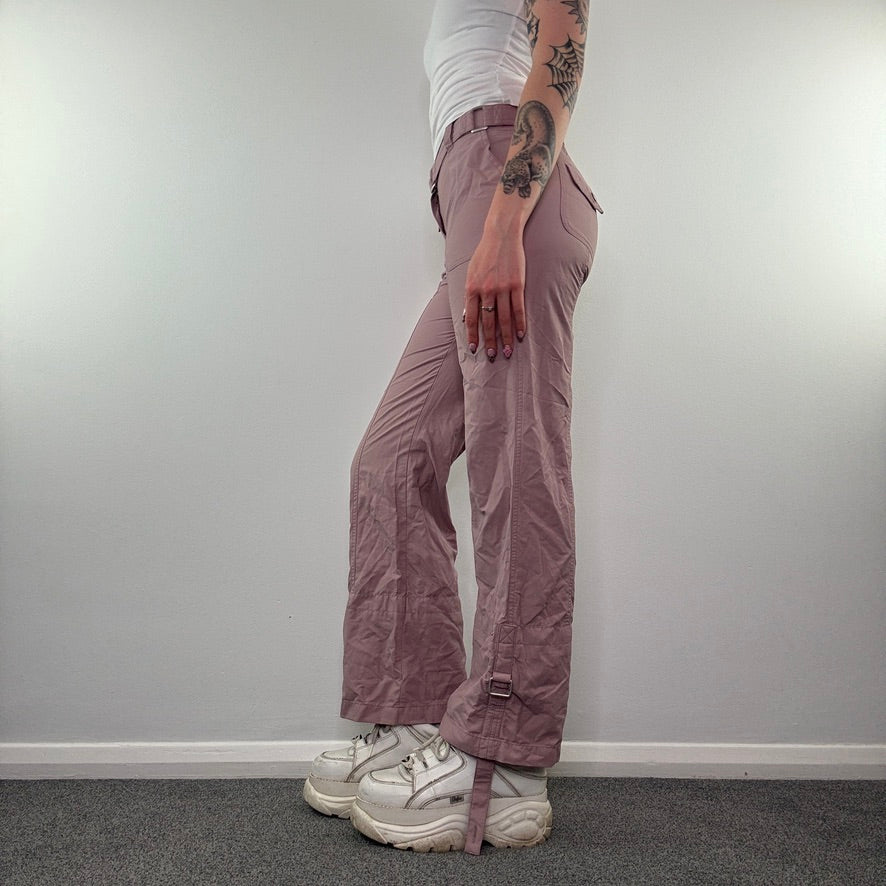 Y2K vintage mid rise baggy cargo trousers with belt