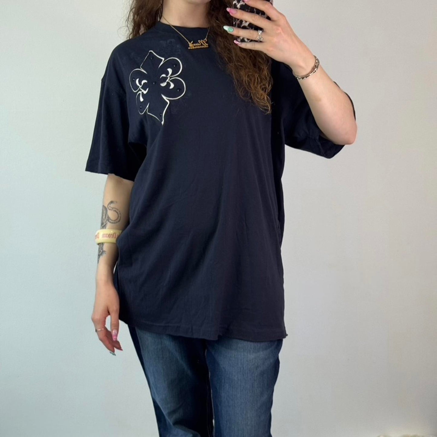Y2K vintage short sleeve t shirt filigree wings graphic print streetwear XXL