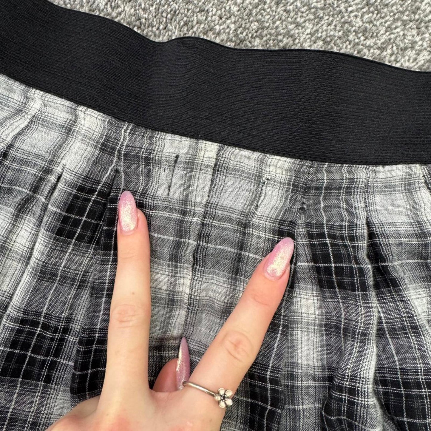 Y2K vintage Diesel tartan mini skirt a line zip up stretchy waistband pockets