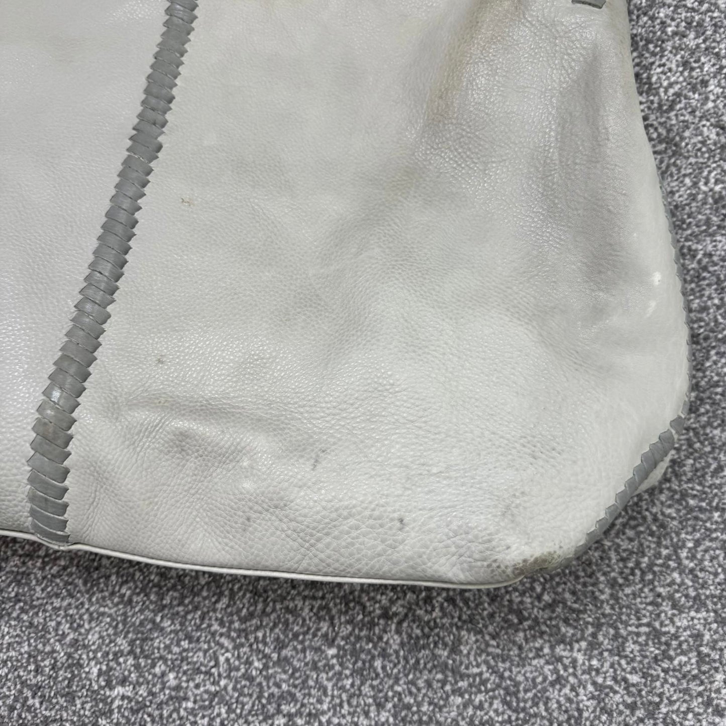 Y2K vintage Jigsaw genuine leather slouchy hobo shoulder bag braided large grey