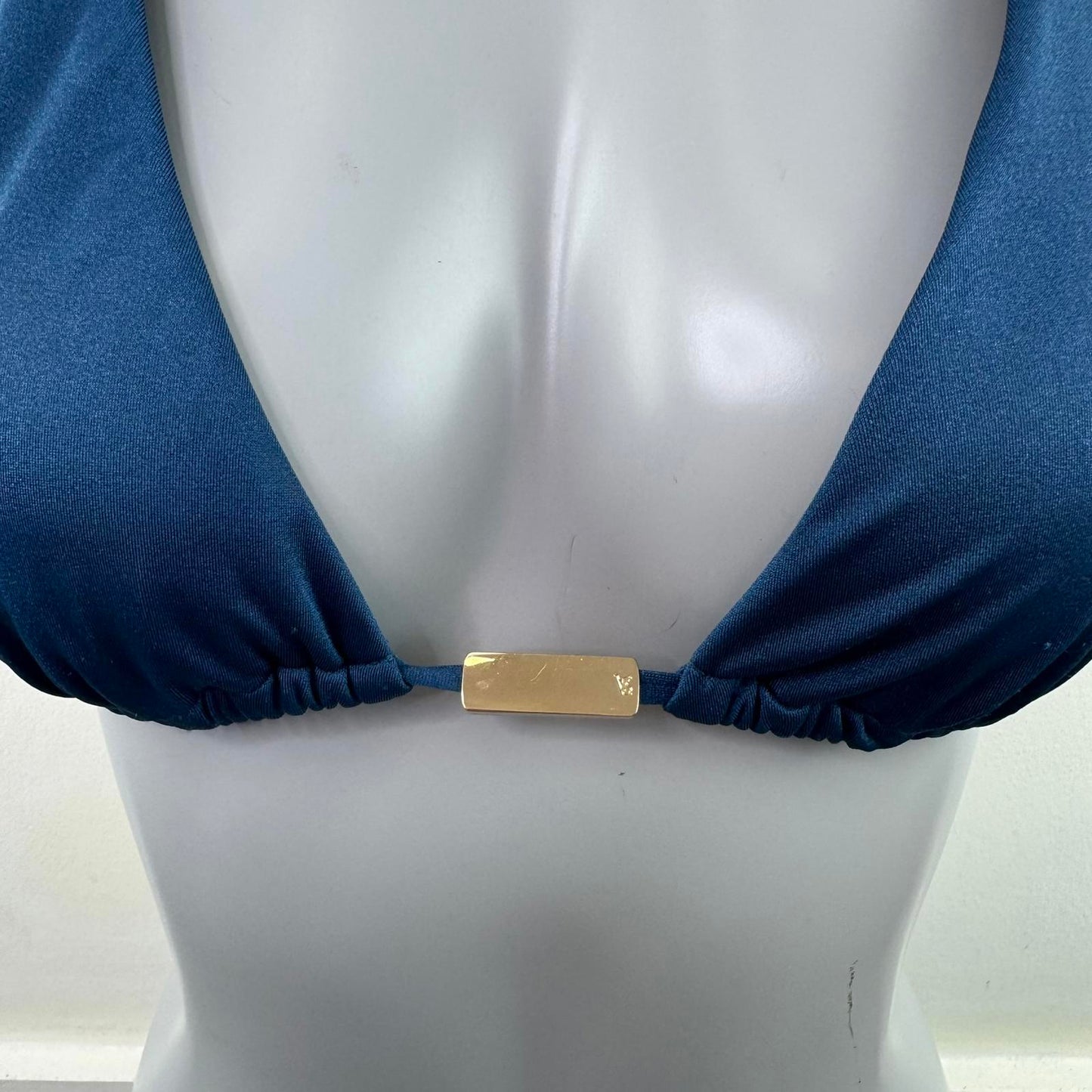 Victoria's Secret 2015 halter neck bikini top blue gold bow adjustable padded