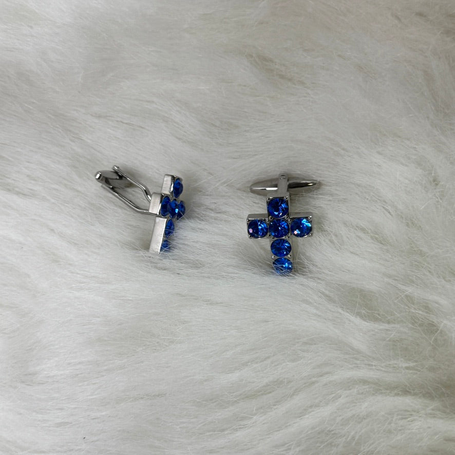 Y2K vintage rhinestone cross cufflinks
