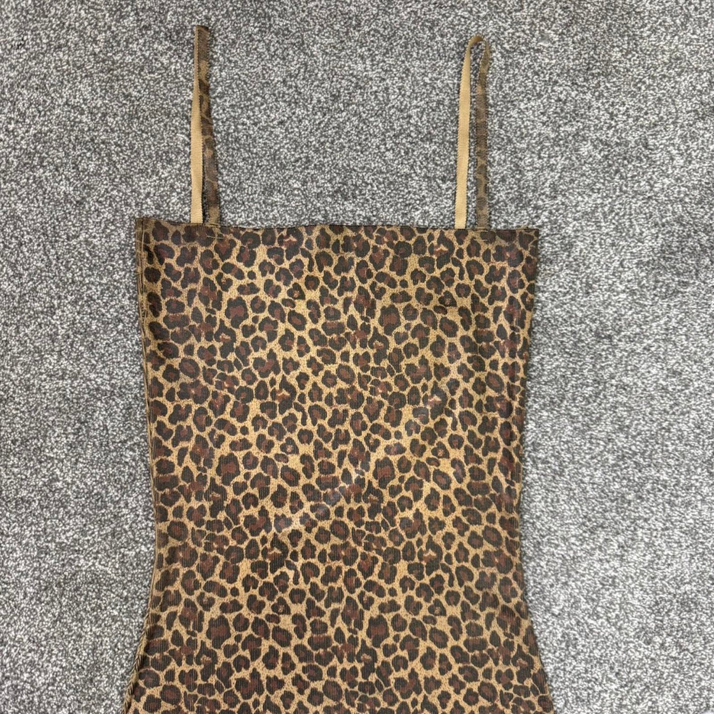 Zara leopard print maxi dress stretchy full length strappy square neck