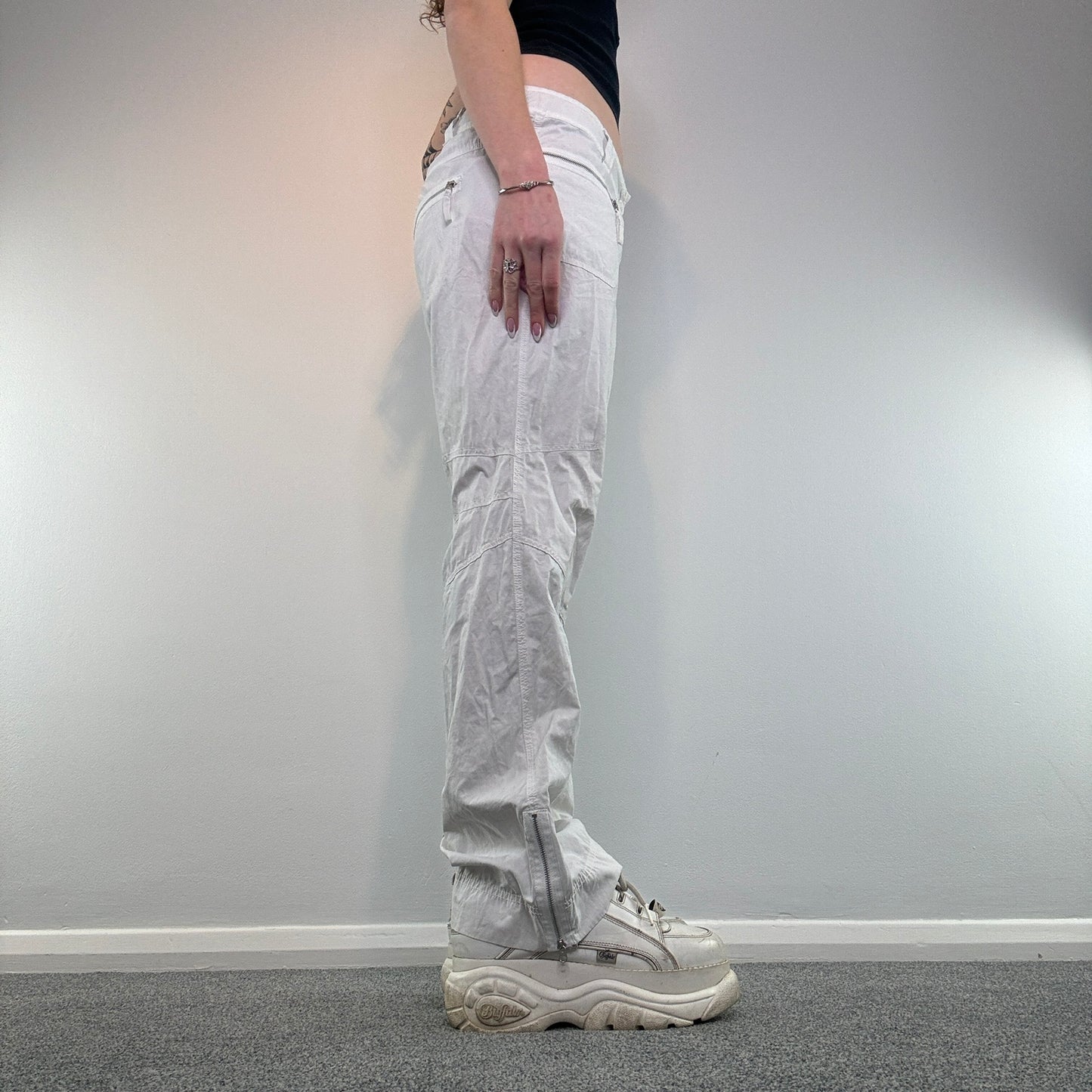 Y2K baggy cargo zip trousers