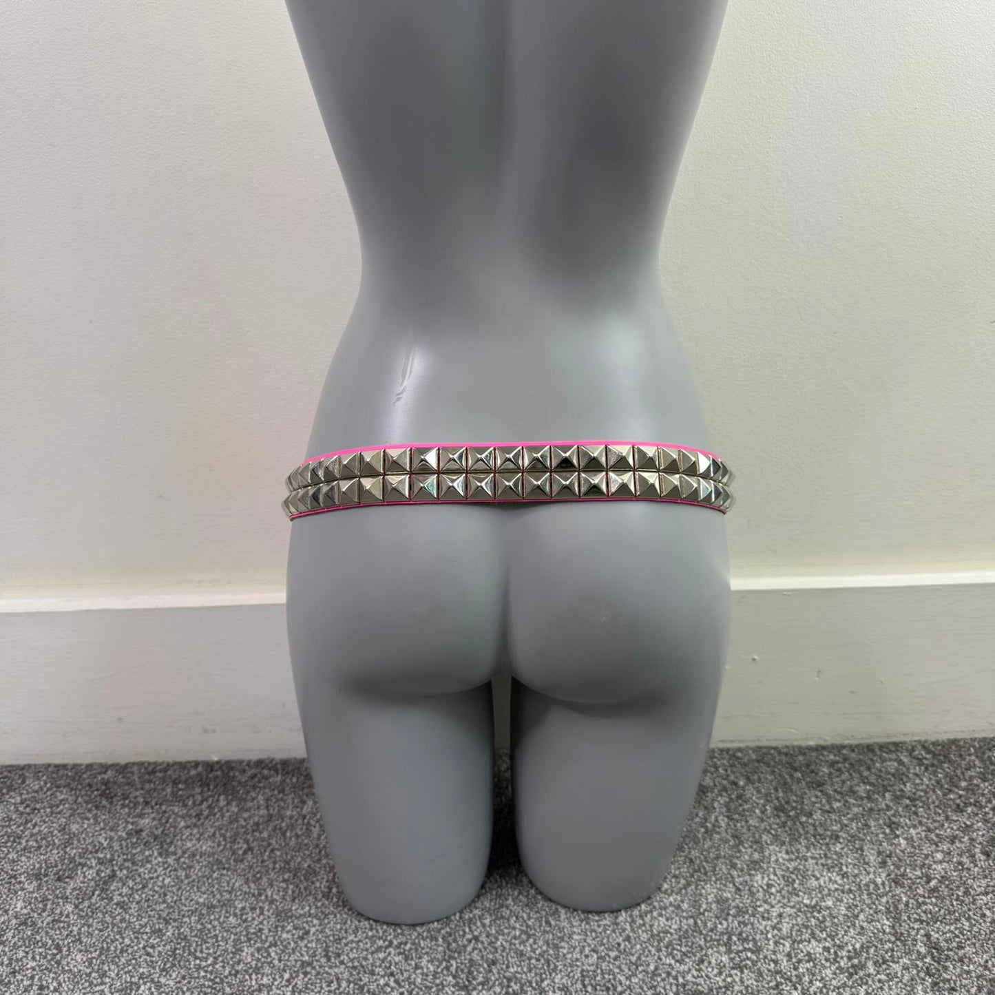 Y2K vintage Lowlife belt genuine leather studded pink silver