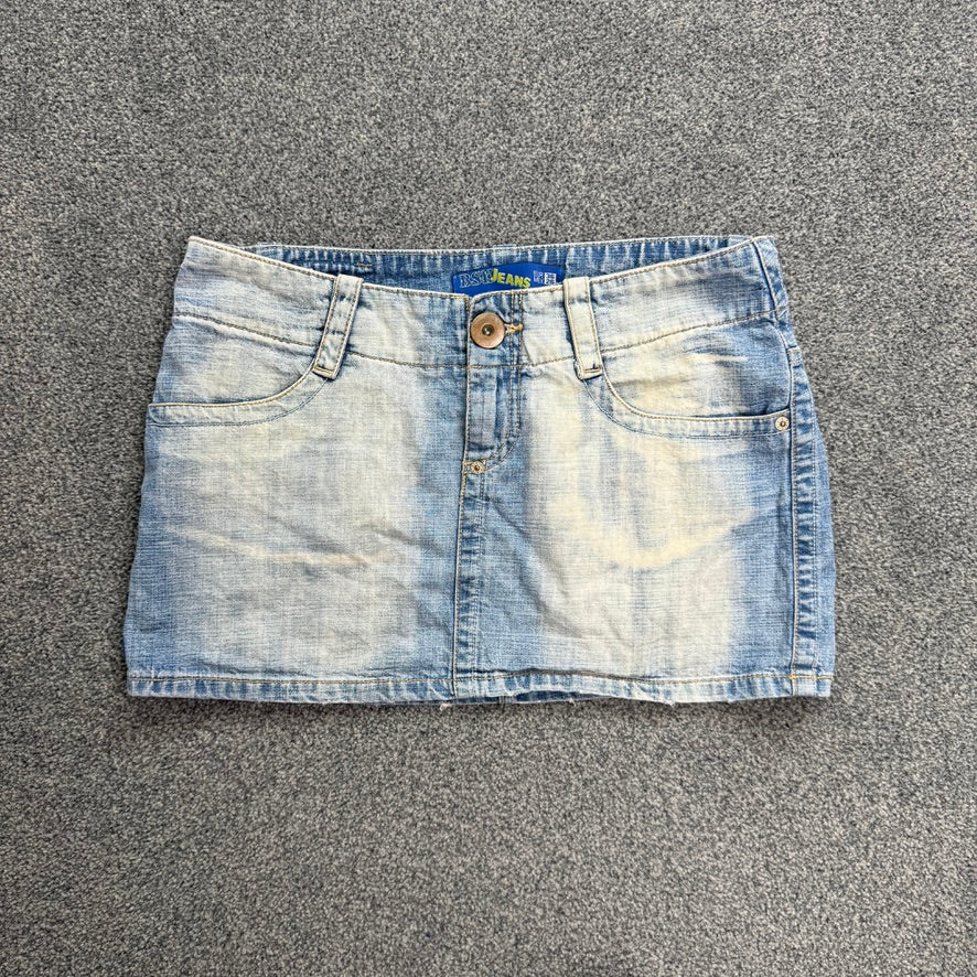 Y2K low rise faded denim mini skirt