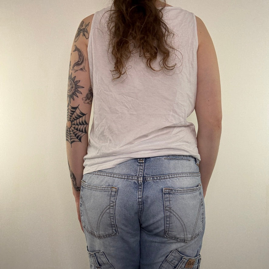 Y2K vintage leopard tank top rock it text slogan baggy