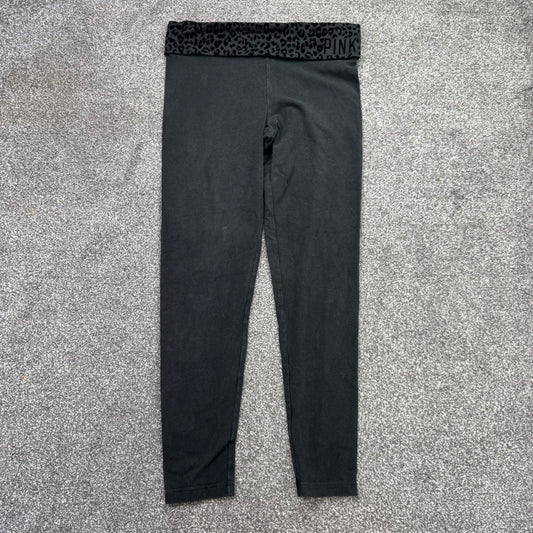 Victoria's Secret PINK fold over waistband leggings leopard print