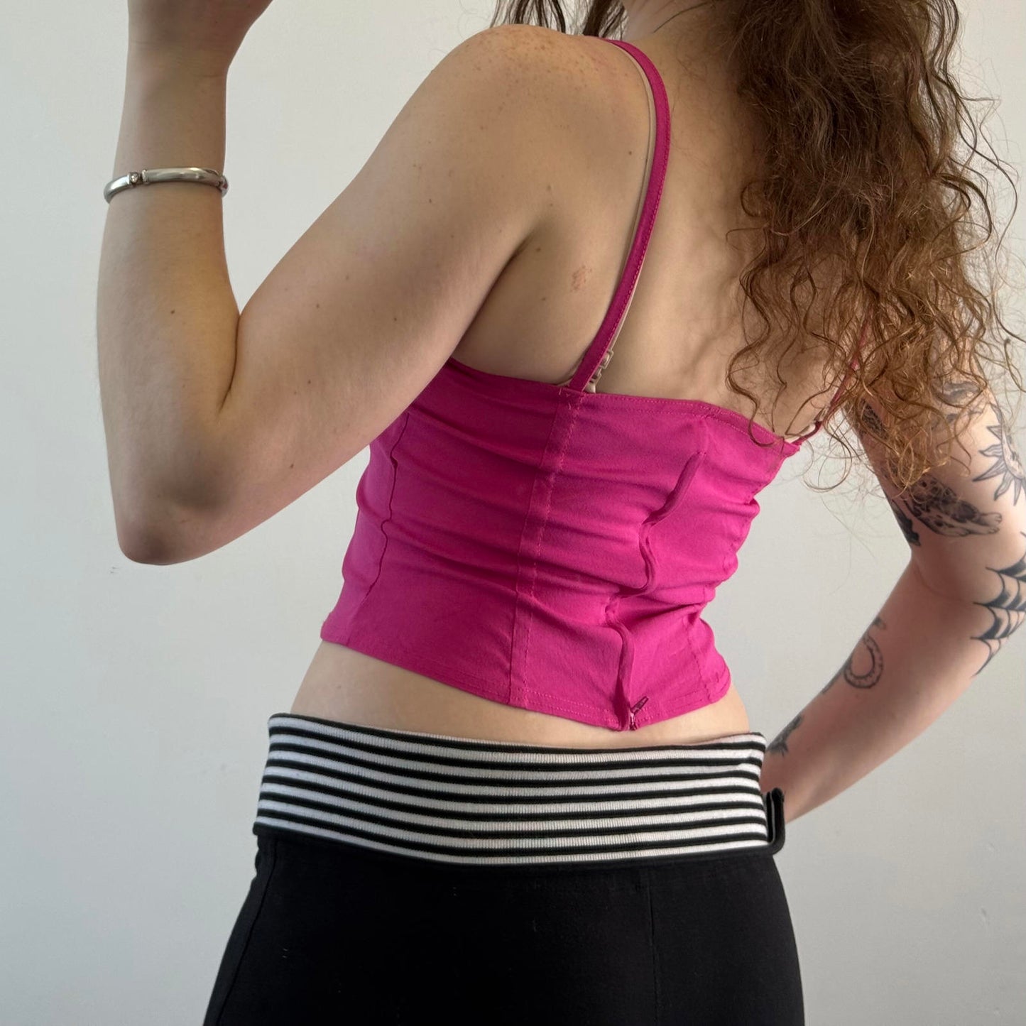 Y2K vintage lace up fitted cami top