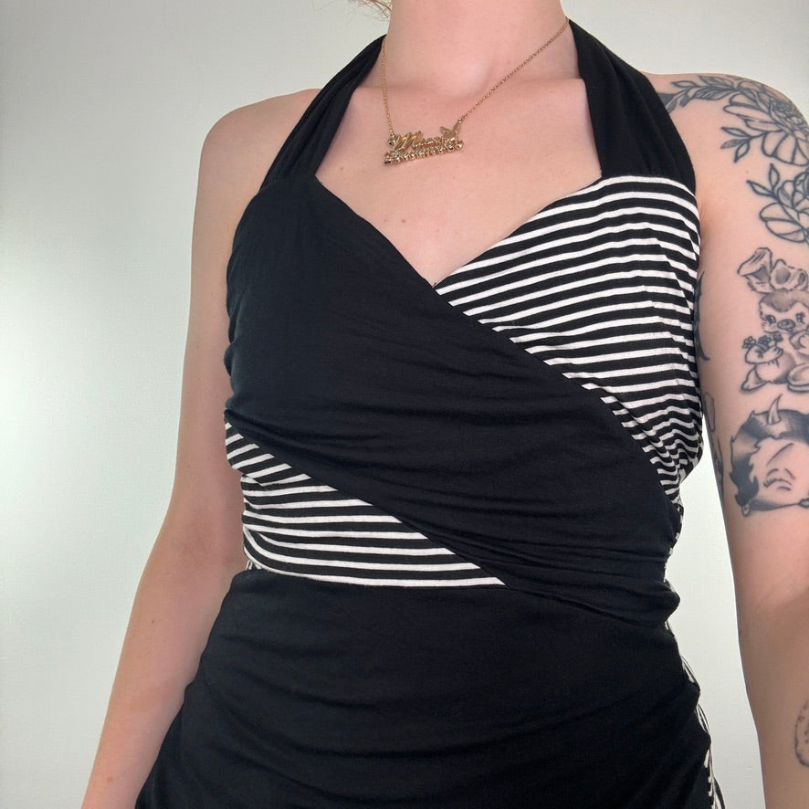 Y2K vintage Jane Norman stripe halter neck top