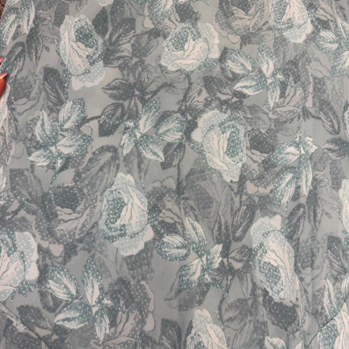 Y2K vintage floral rose maxi skirt a line stretch waist light blue feminine