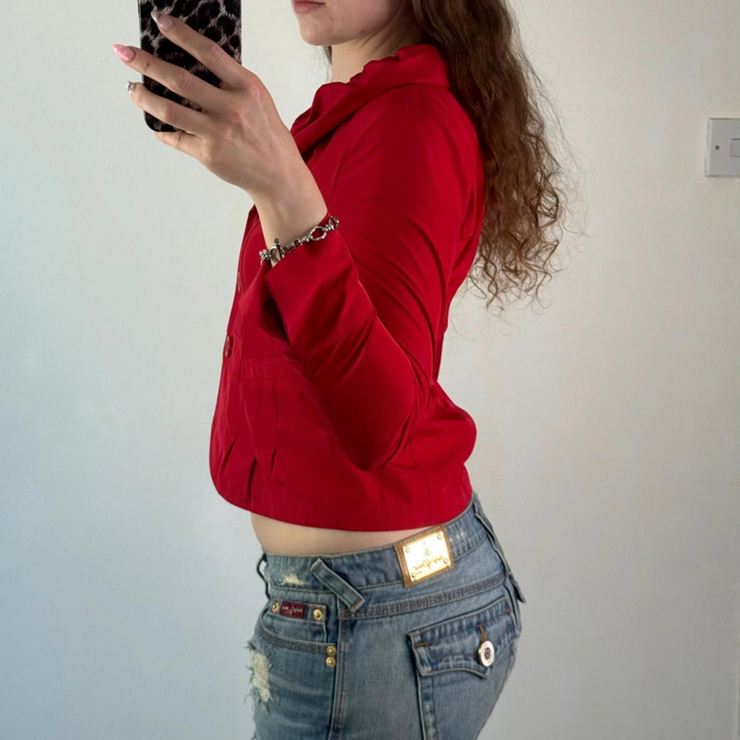 Y2K vintage stretchy fitted puff collar button up blazer jacket tailored cute