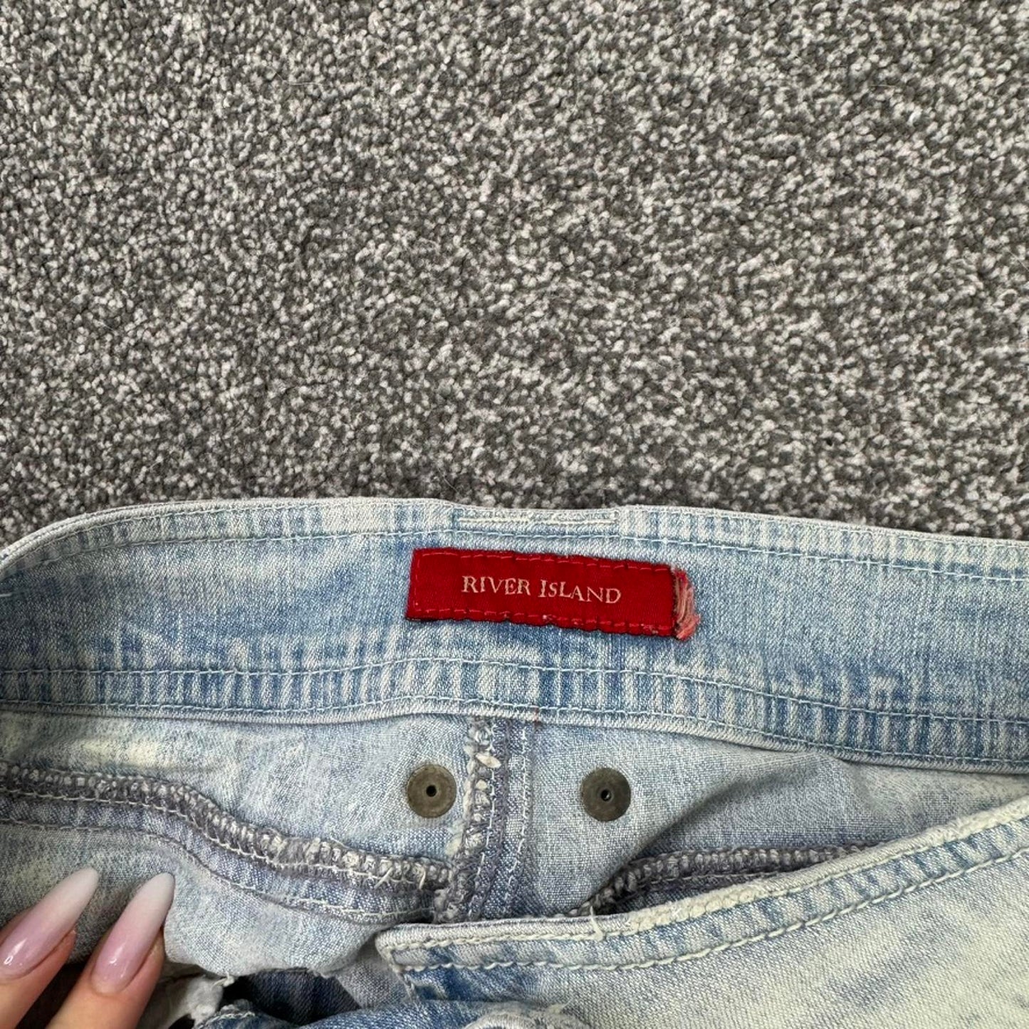 Y2K vintage low rise denim mini shorts faded hope slogan patchwork embroidered