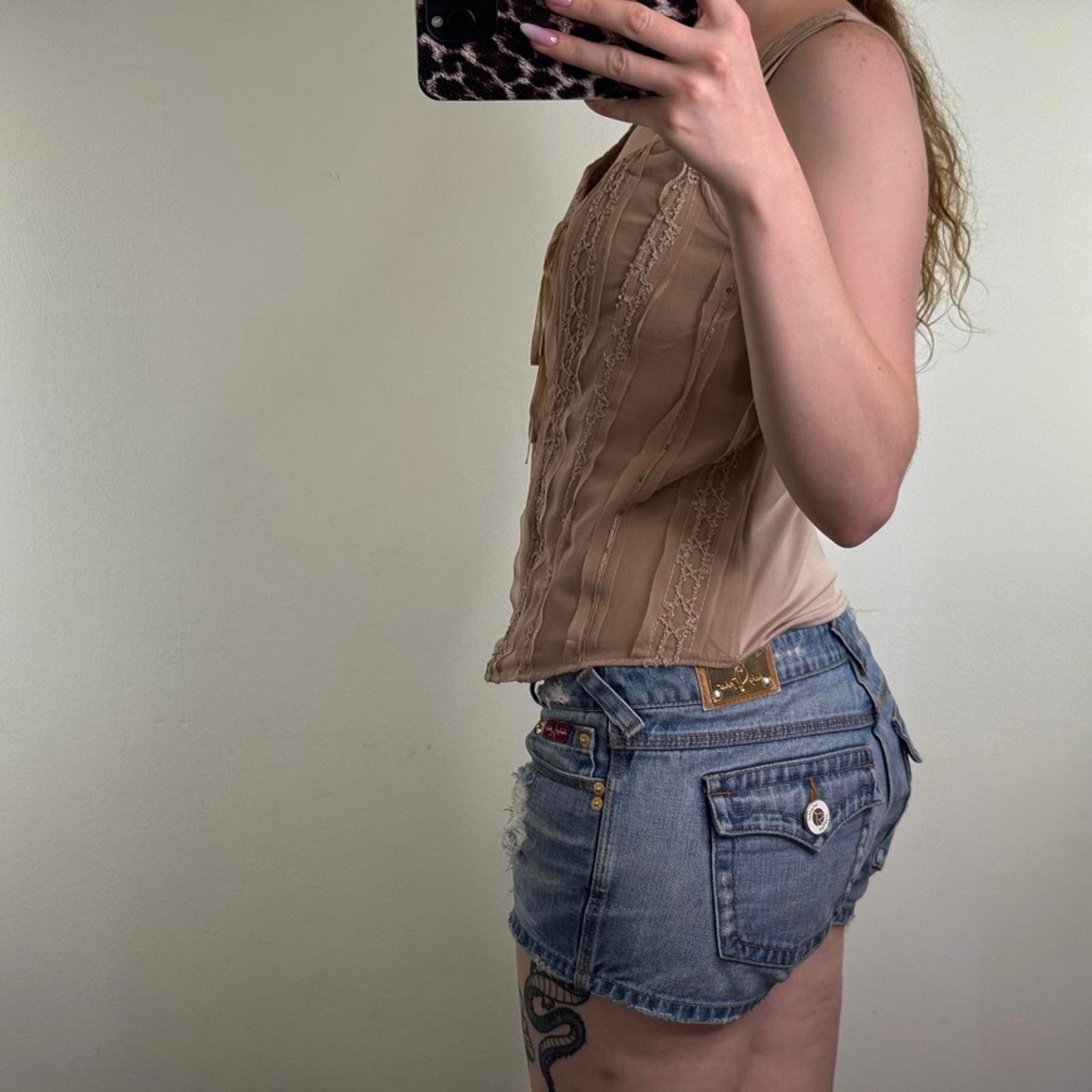 Y2K vintage boned lace up bustier top bow beige fitted tank structured