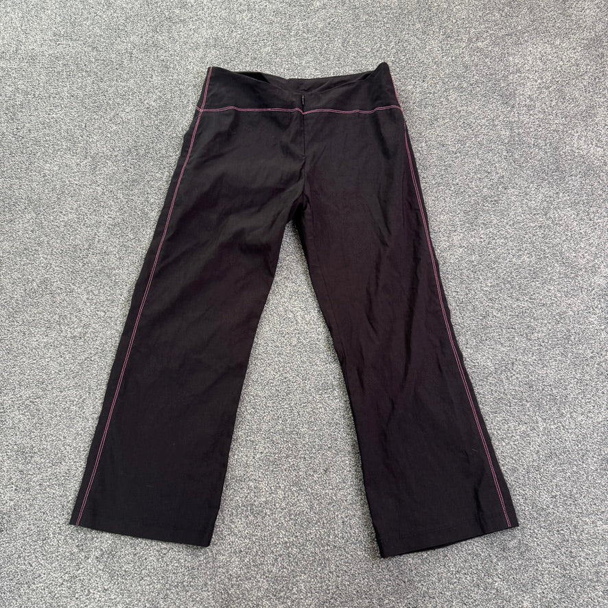 Y2K low rise zip front pink contrast stitch stretchy capri trousers