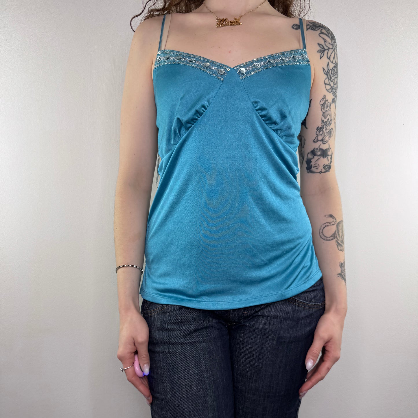 Y2K vintage slinky sequin cami top