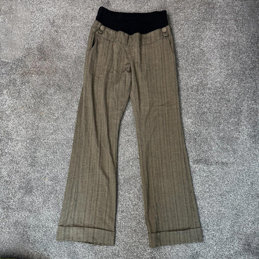 Y2K vintage maternity tailored formal pinstripe bootcut flare trousers work UK 8