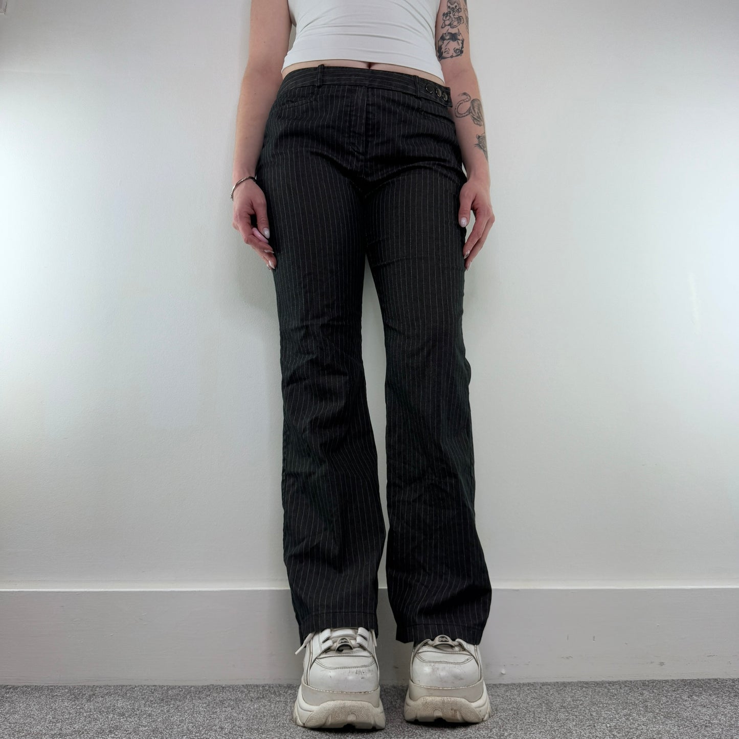 Y2K vintage pinstripe bootcut trousers