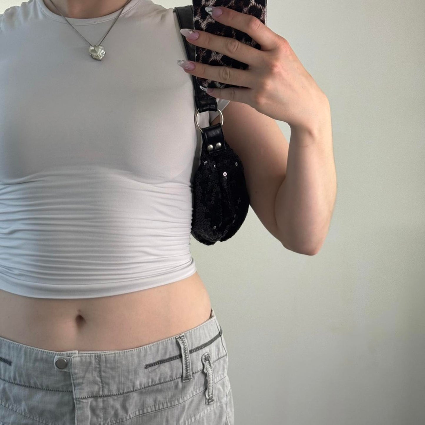 Y2K vintage mini shoulder bag sequin embellished with patching coin pouch purse