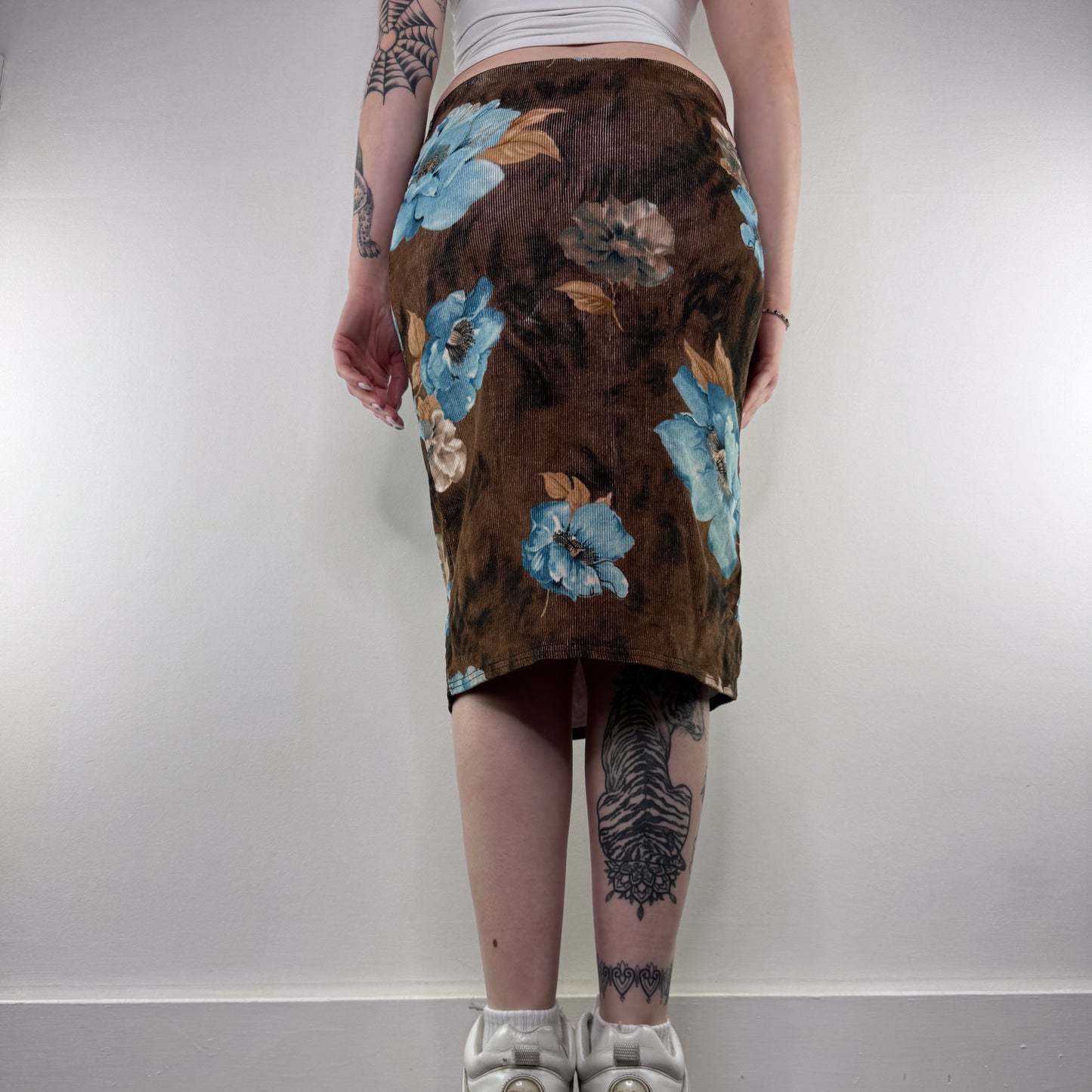 Y2K vintage floral stretchy midi skirt
