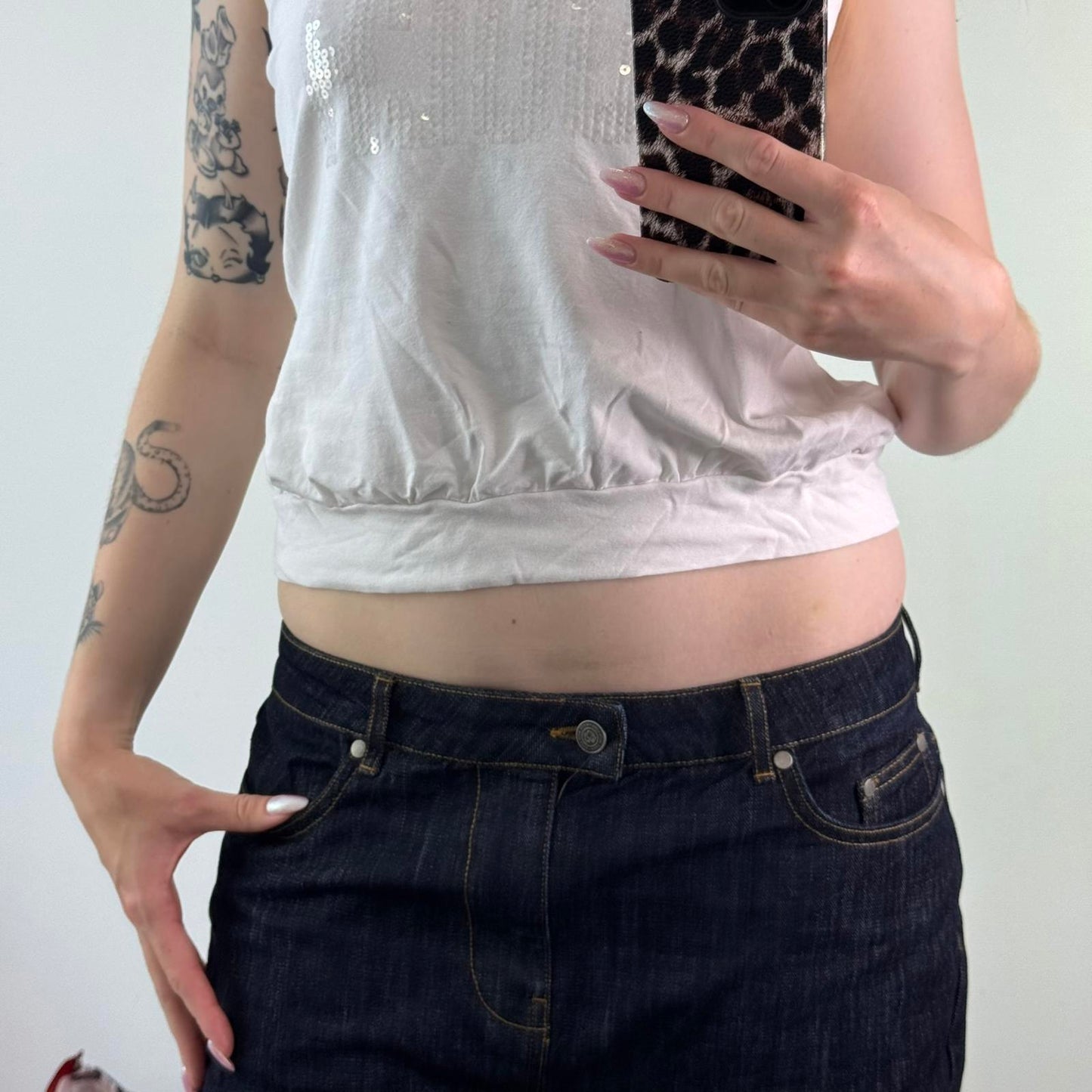 Y2K vintage cropped sequin rhinestone tank top touch slogan ruched racer back