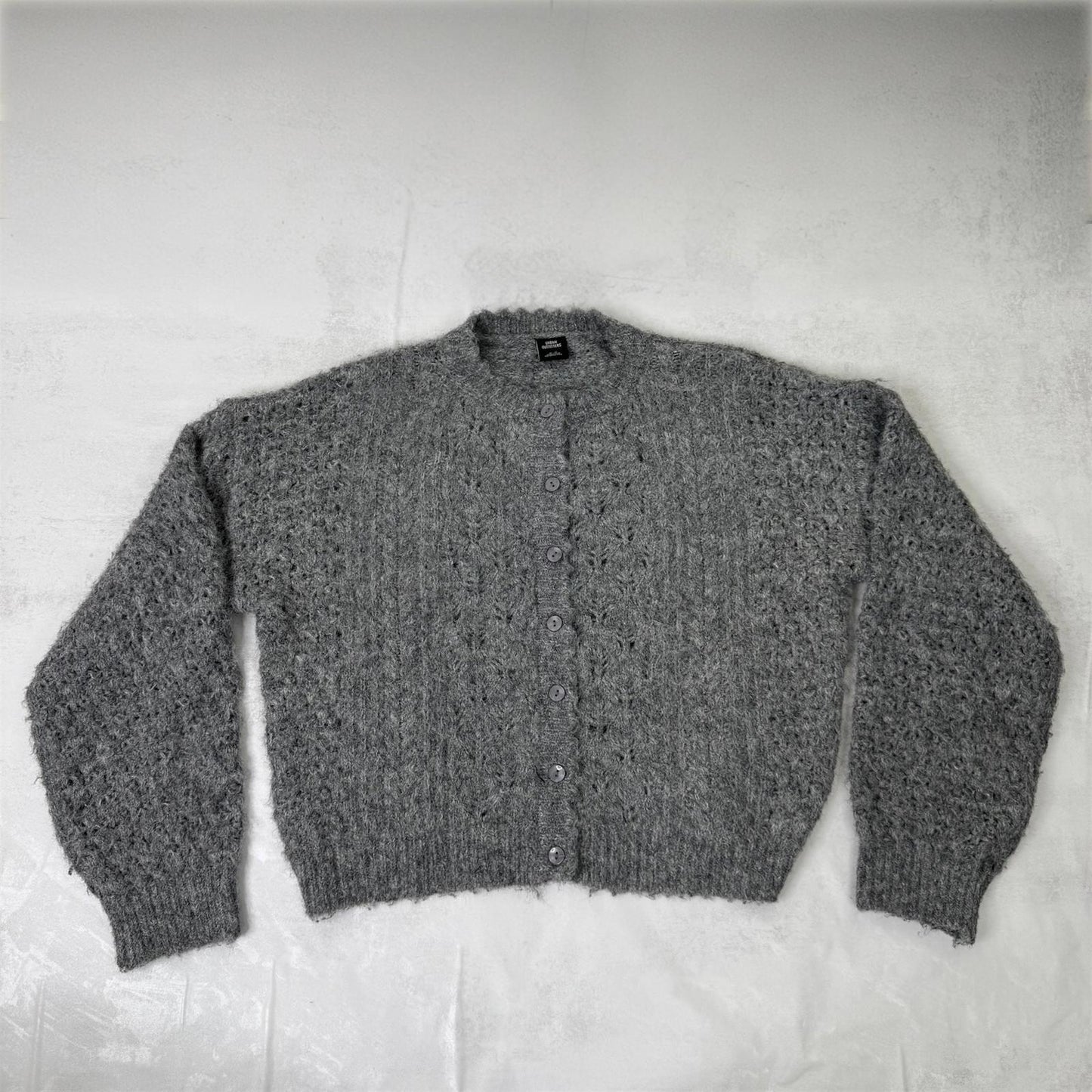 Urban Outfitters wool blend jumper button up cardigan dark grey