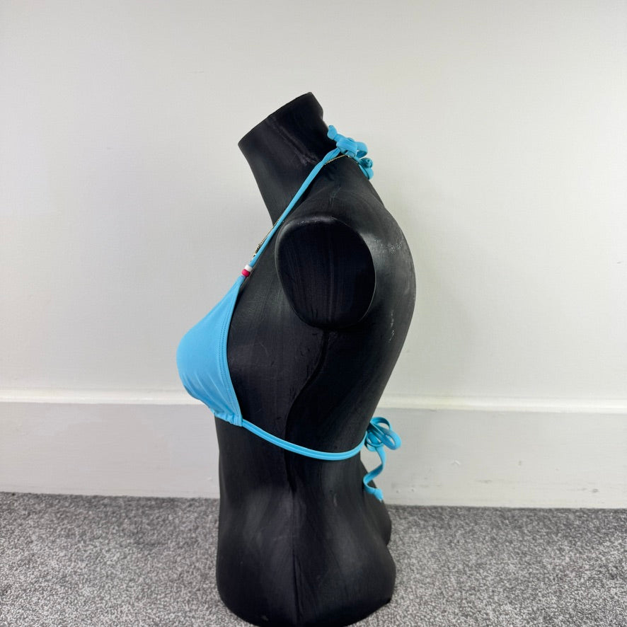 Y2K vintage blue halter neck bikini top