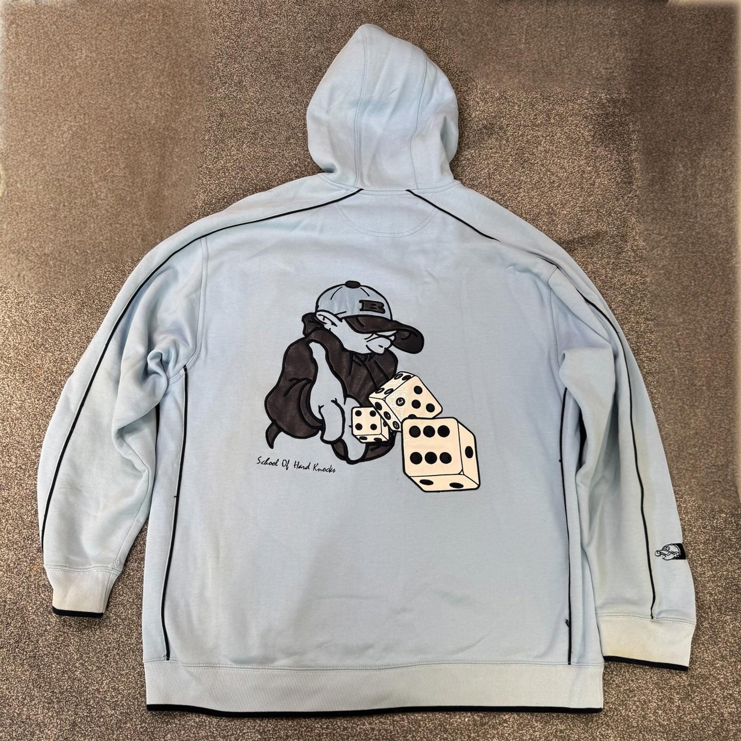 90s Y2K vintage School of Hard Knocks zip up hoodie graphic print baggy hip hop