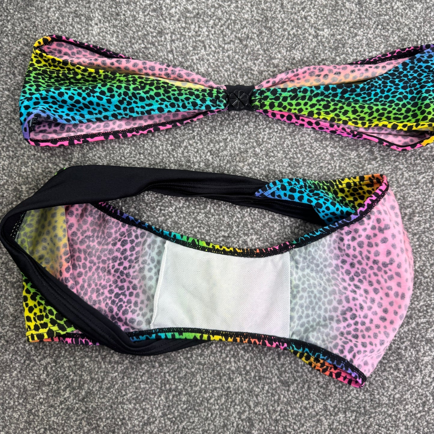 Y2K vintage leopard print rainbow bikini matching set