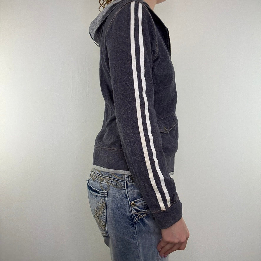 Y2K vintage zip up hoodie denim style striped basic sporty casual preppy workout