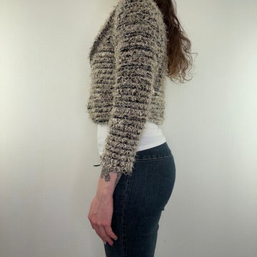 Y2K vintage shaggy knit cardigan button up