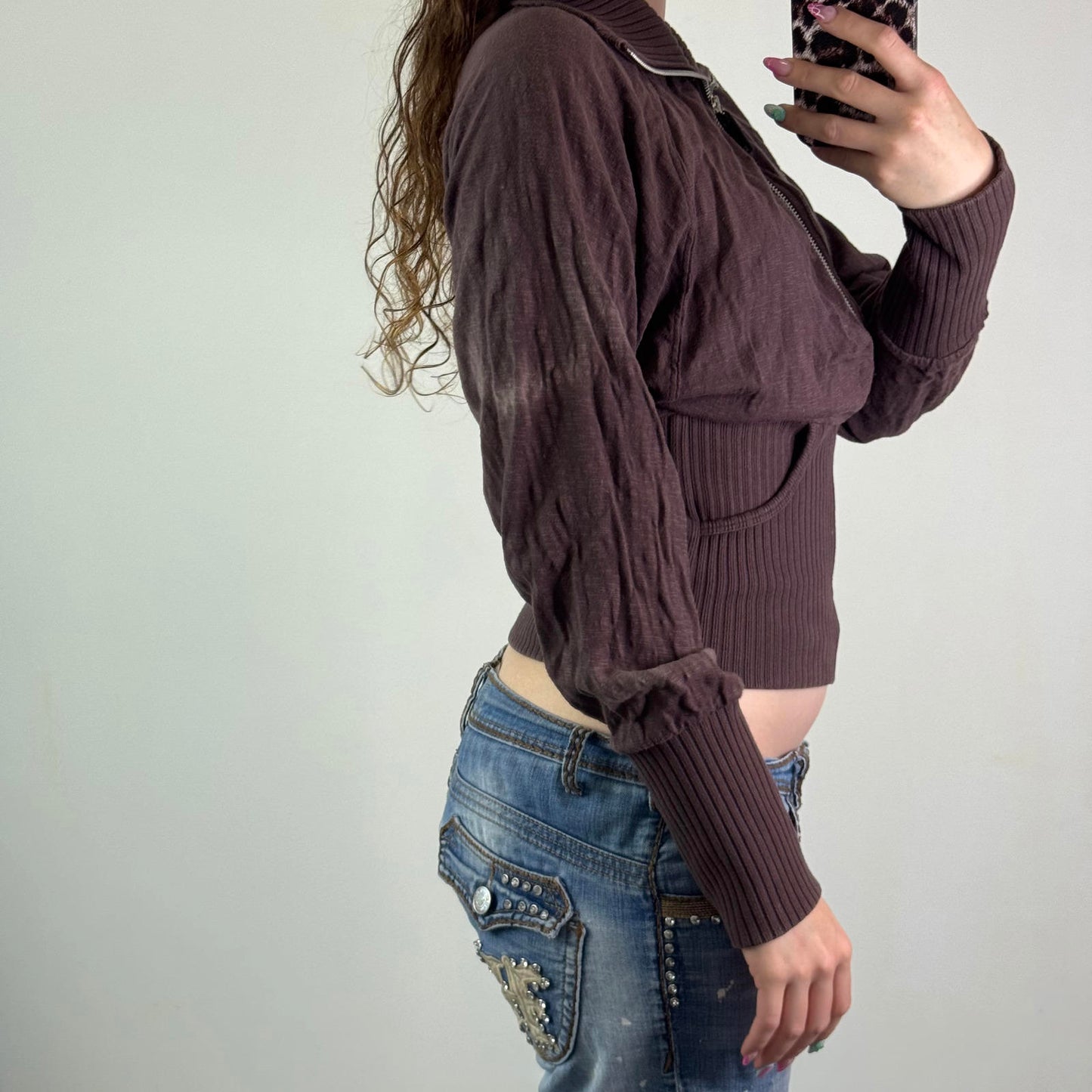 Y2K vintage Diesel chunky waistband fitted zip up jumper cinched