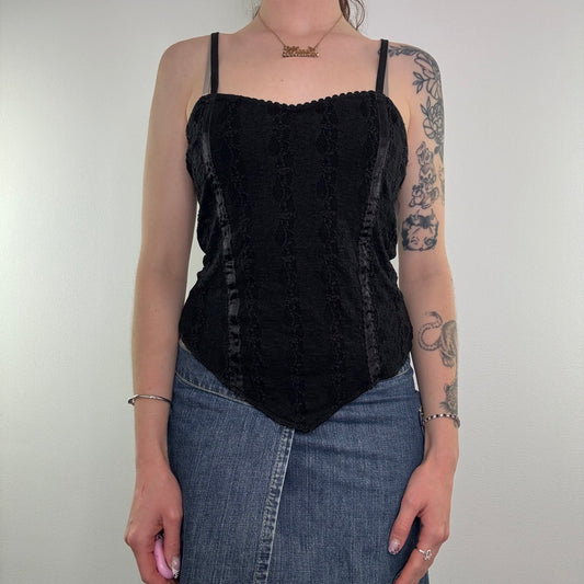 Y2K vintage hanky hem lace front cami top