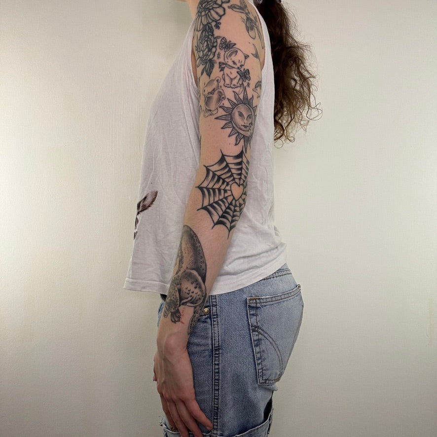 Y2K vintage leopard tank top rock it text slogan baggy