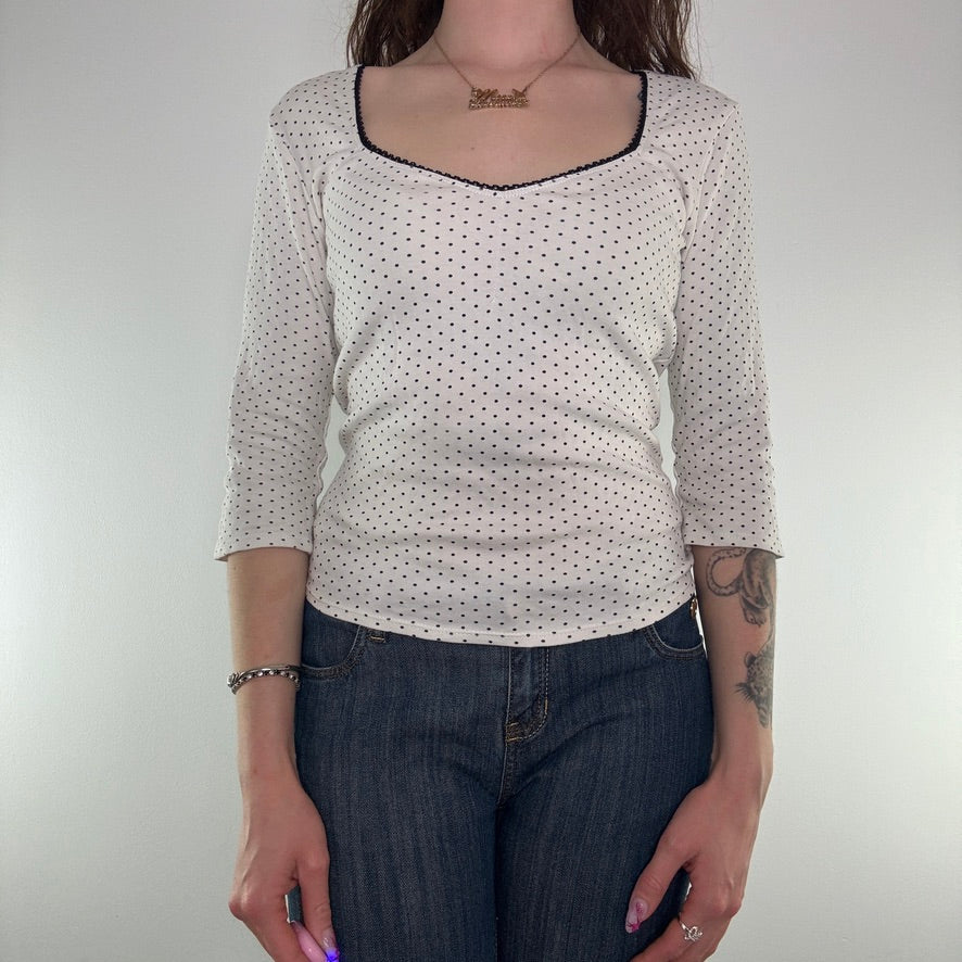 Y2K vintage spotty half sleeve basic top